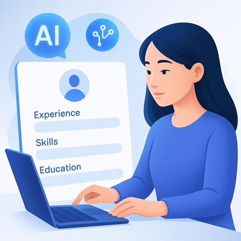 A job seeker filling up a form